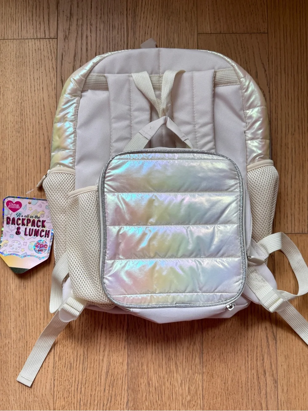 Iridescent Unicorn Girls Backpack and Lunch Bag - Shimmer White